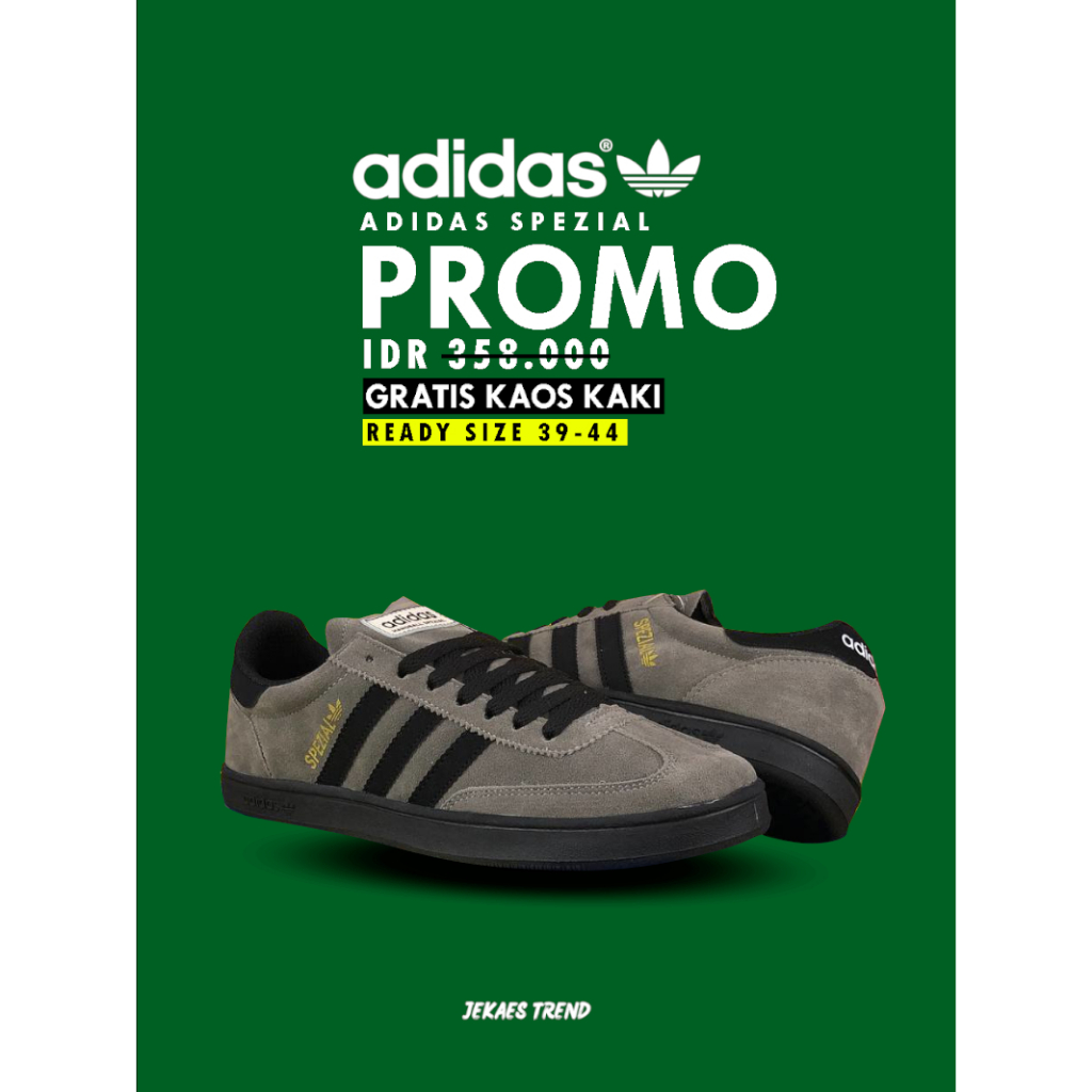 SEPATU SNEAKERS ADIDAS CASUAL PRIA SPEZIAL ABU HITAM FULLL SUEDDE GRADE ORIGINAL