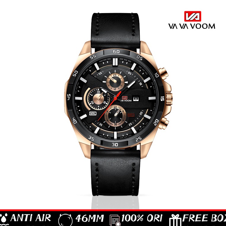 TERBARU VAVA VOOM 216 Jam Tangan Pria Kulit Anti Air Original Stainless Steel（Free BOX+ cadangan）
