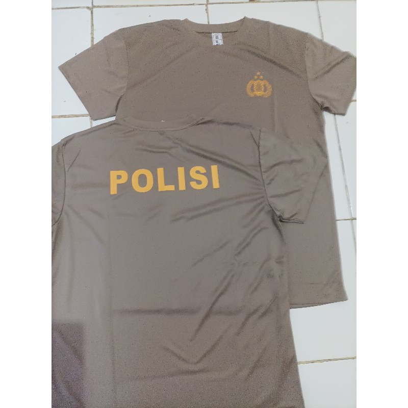 Kaos coklat polisi bahan jersey / dalaman PDL polri asli jatah ORIGINAL