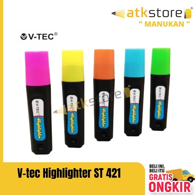

V-tec Highlighter Blue Pink Green Yellow Orange - Highlighter warna