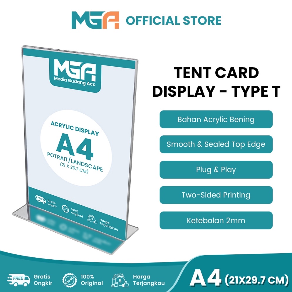 

[❁H37<] TEMPAT BROSUR STAND 2MM / TENT HOLDER / TENT CARD AKRILIK UKURAN A4 PORTRAIT 2 SISI Big Discount