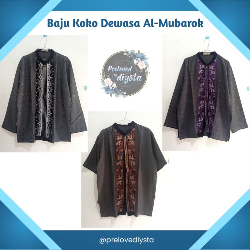 [Preloved] Baju Koko Dewasa Al-Mubarok Lengan Panjang dan Pendek Motif Bordir