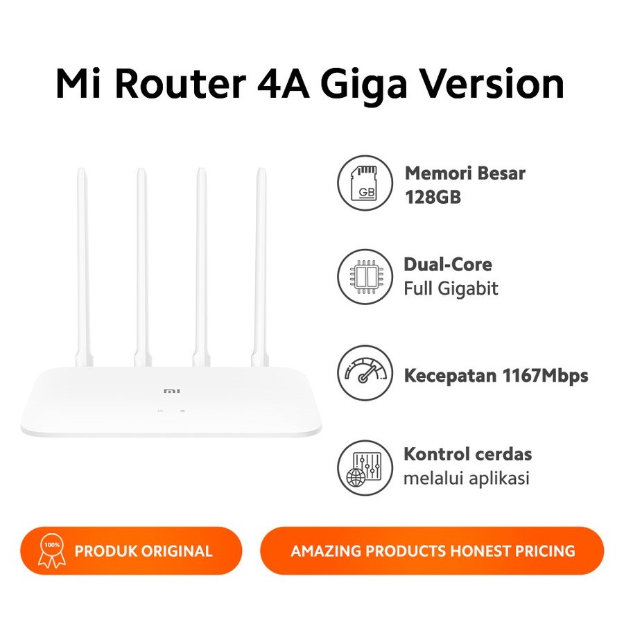 Xiaomi Mi Router 4A Gigabit 4 Antena Memori 128MB