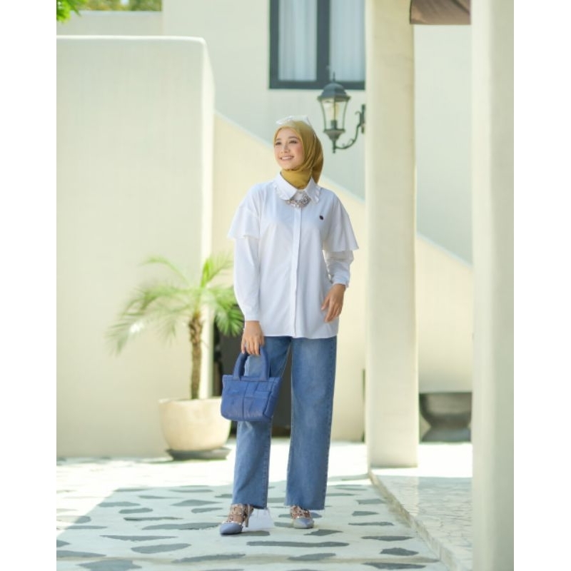 Kemeja Wanita Premium oversize putih Polos Yukita