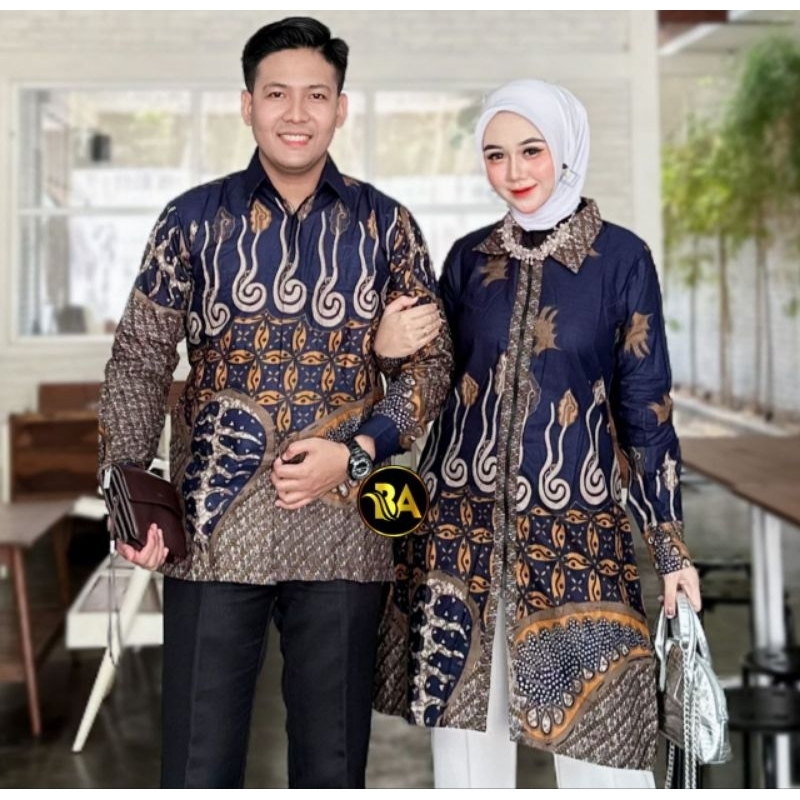 BYAN Baju Batik Couple Terbaru Kekinian Batik Sarimbit Batik Seragam Kantor Sedia Ukuran M L XL XXL 