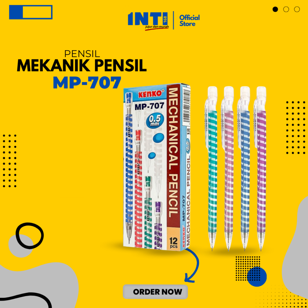 

Pensil Mekanik Kenko MP-707 0.5mm/ Pensil Mekanik Fleksibel dengan Penghapus