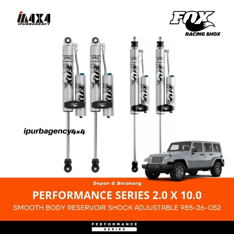 FOX PERFORMANCE SERIES 2.0 RESERVOIR ADJUSTABLE F&R SHOCK JEEP WRANGLER JK