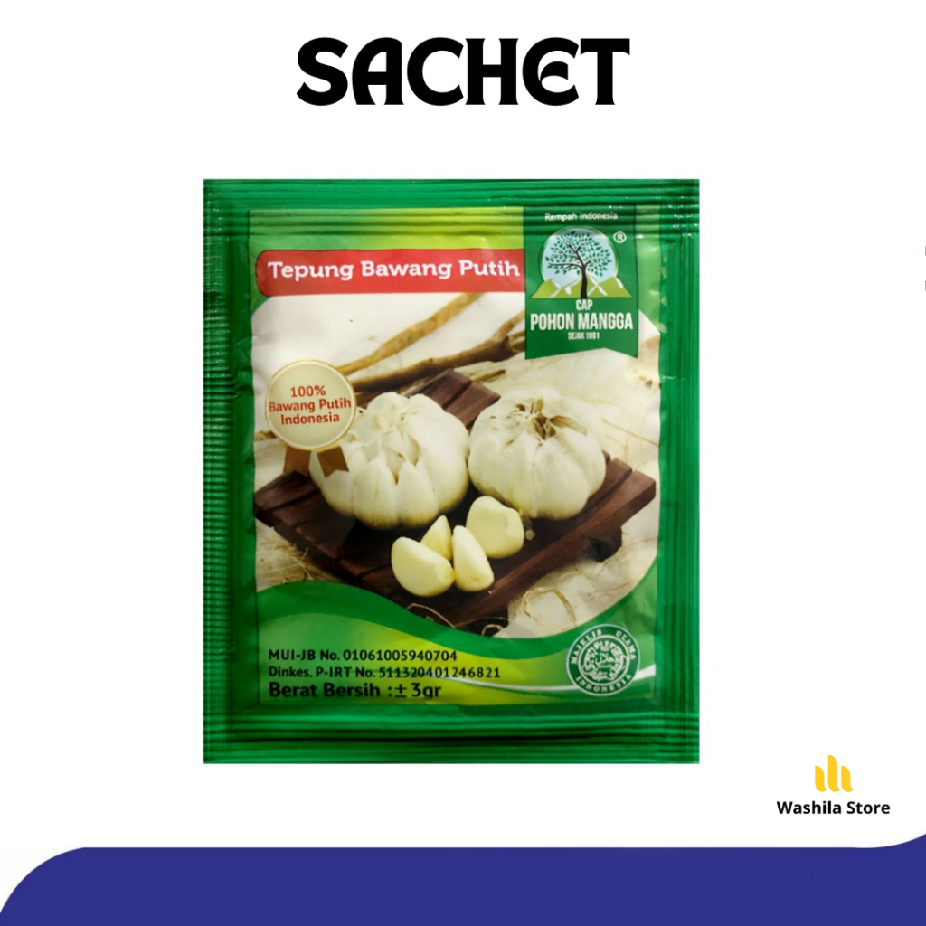 

SACHET - Bumbu Bubuk Tepung BAWANG PUTIH Cap Pohon Mangga Bumbu Rempah Bawang Putih 1 sachet