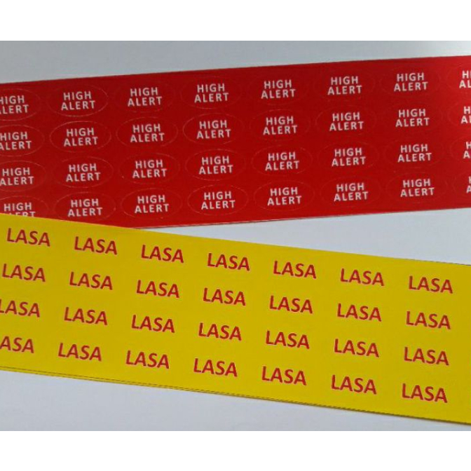 

Stiker Label Lasa dan High Alert Oval ukuran 1.5 cm x 3 cm