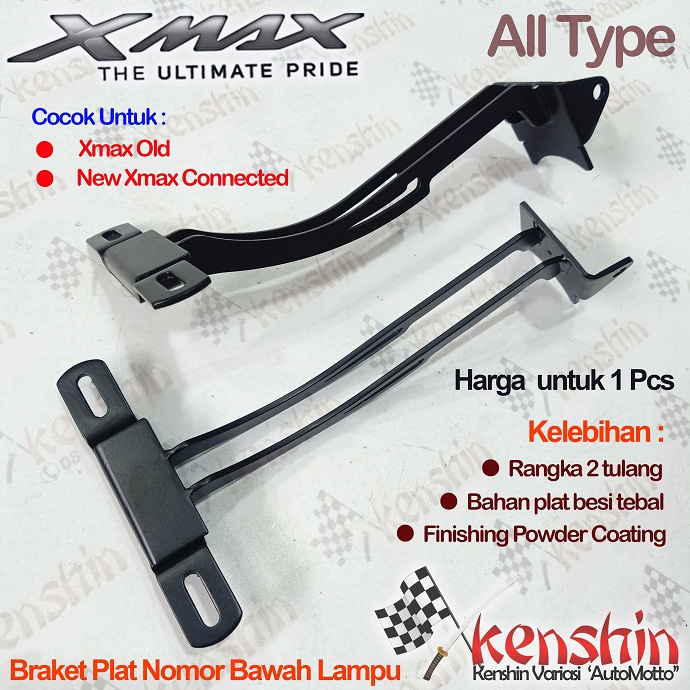 Z4F Dudukan Braket Besi Plat Pelat Nomor Nomer Nopol Kumis Ubahan Bawah Lampu Yamaha XMAX 250 Old
