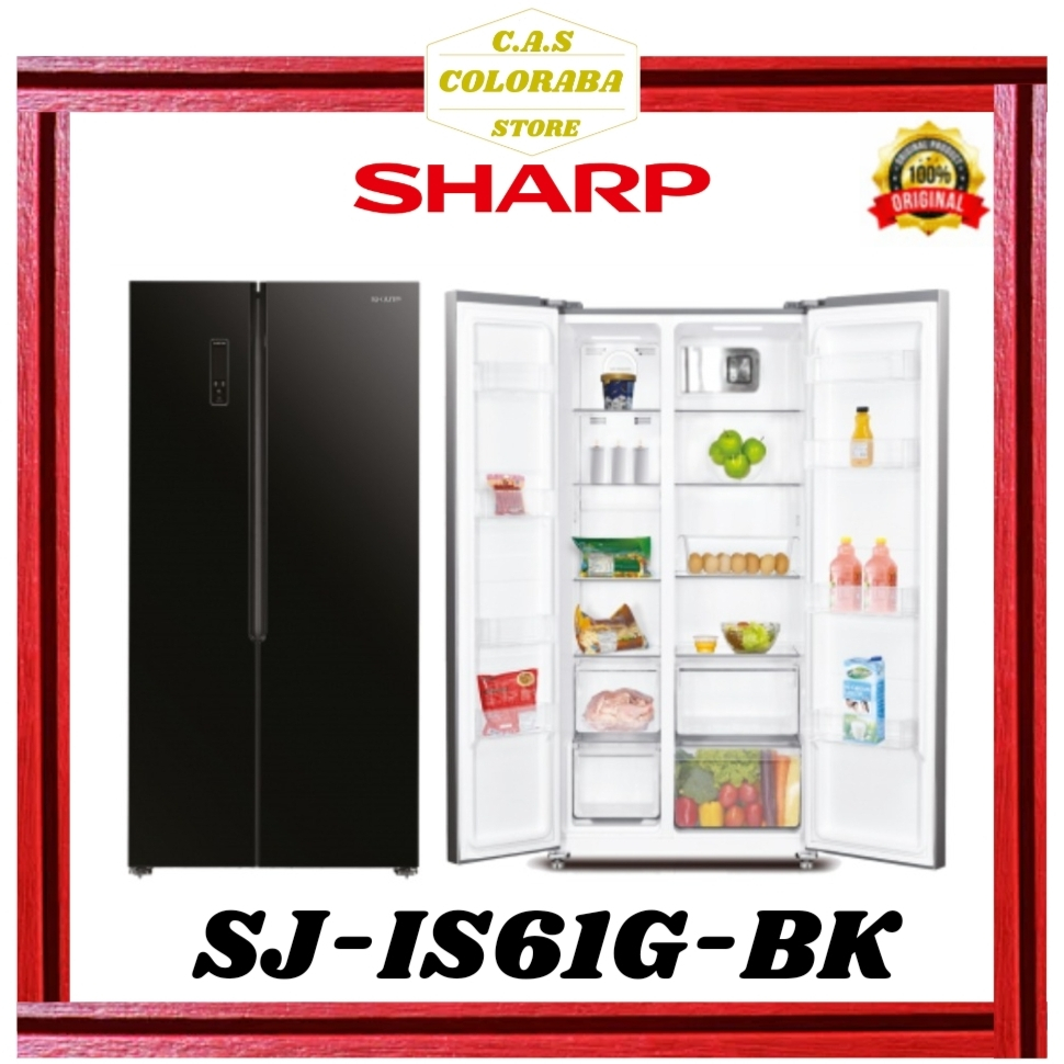 KULKAS SHARP SJIS61GBK KULKAS SIDE BY SIDE INVERTER SJIS61 SJ IS61G BK