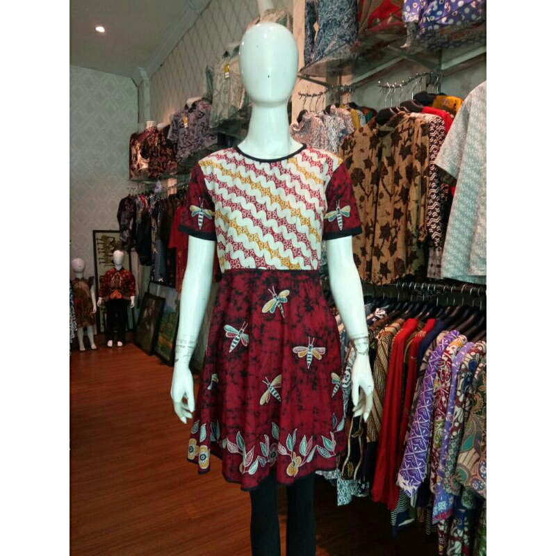 dres batik wanita/dress batik wanita/batik tulis wanita