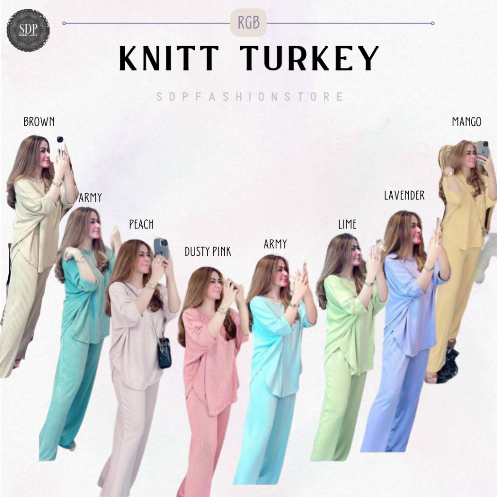 Oneset/ Setelan Wanita Knitt Turkey (RGB) Atasan Celana