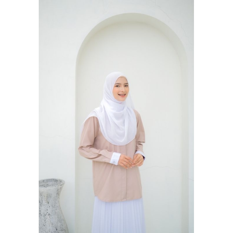 Kemeja Wanita Korean Style Jumbo Lengan Panjang Cream