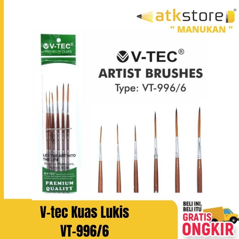 

Kuas Lukis set 6 / V-tec Kuas Type VT-996