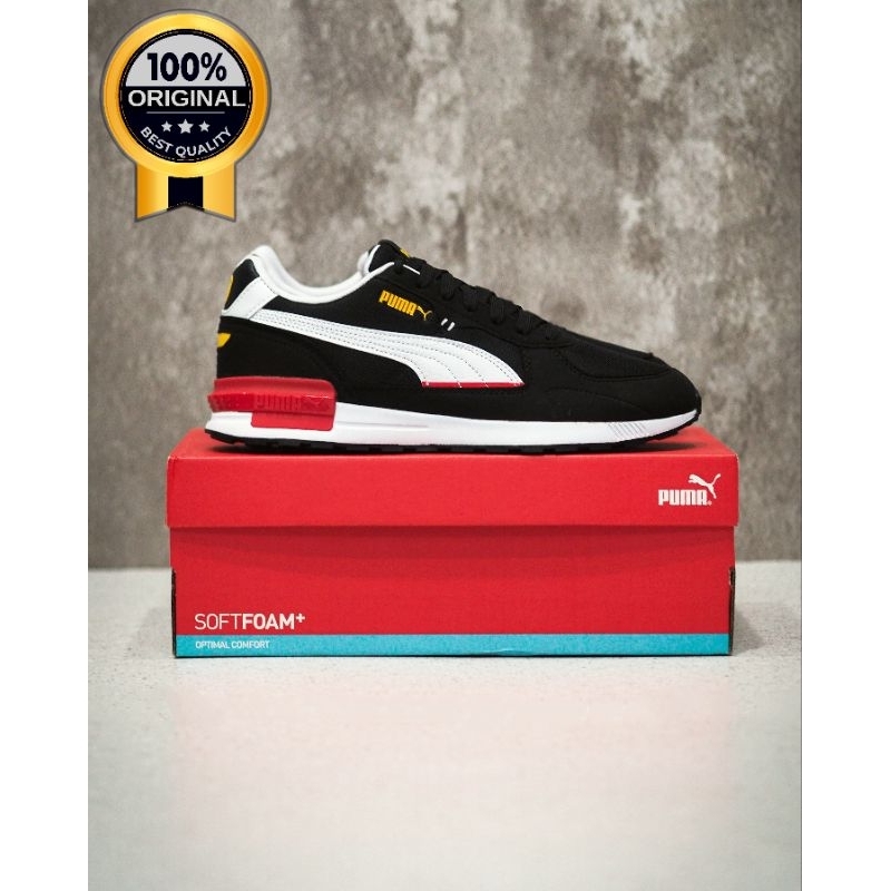 SEPATU PUMA GRAVITON TRAINERS BLACK WHITE RED [380738-40] ORIGINAL