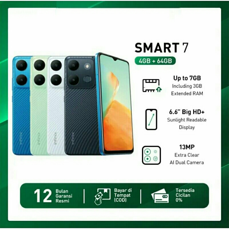 Infinix Smart 7 RAM 4/64GB Garansi Resmi 1 Tahun
