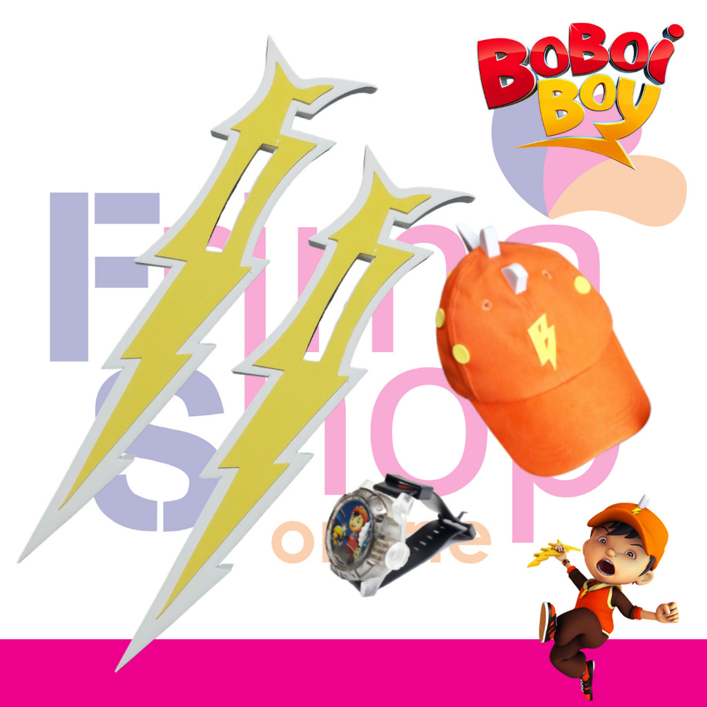TOPI + JAM TANGAN PROYEKTOR + KERIS PETIR BOBOIBOY GALAXY