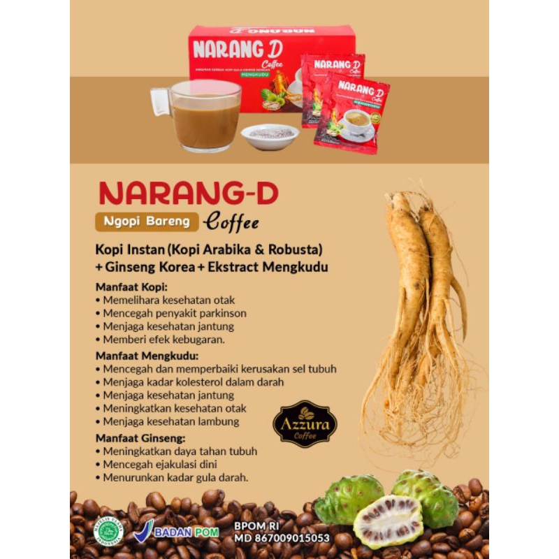 

Kopi Narang D Ginseng Mengkudu (3 in 1) Mencegah Kanker, Cholesterol, Stress, Parkinson, untuk Kesuburan, Meningkatkan Kesehatan Otak, Jantung dan Kulit.