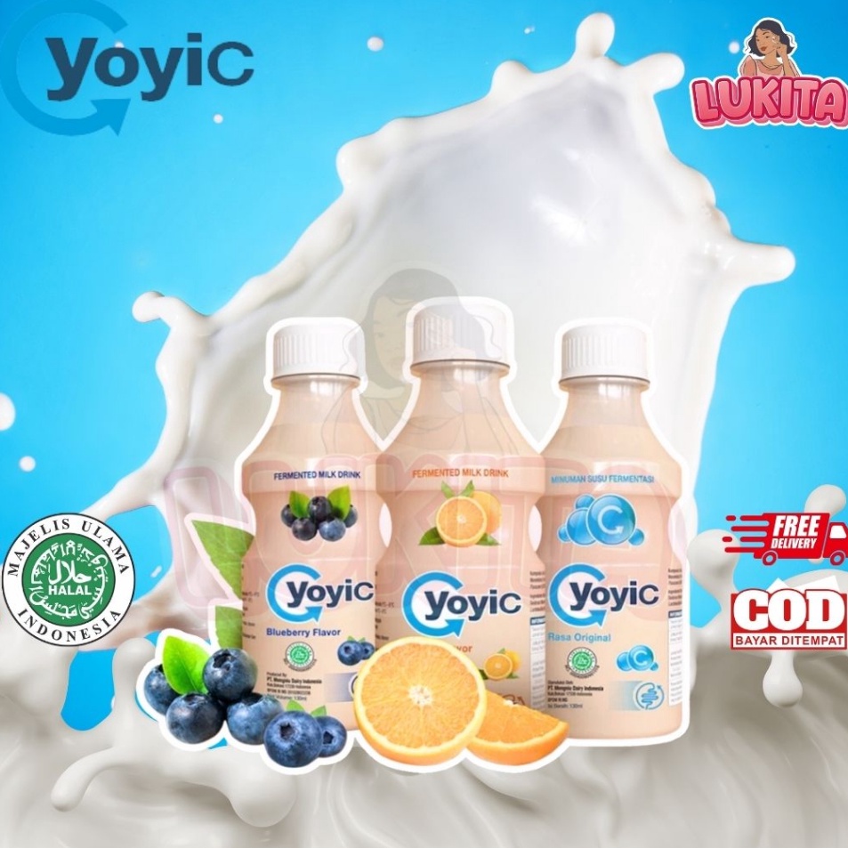 

[KODE PRODUK 6AQBV5034] 12 BOTOL YOYIC MINUMAN SUSU FERMENTASI PROMO 1 LUSIN Yogurt Original Jeruk Blueberry 130ml enak