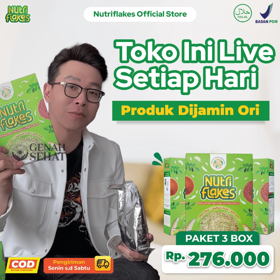 

[COD YS96] Nutriflakes Umbi Garut Asam Lambung, Maag dan Gerd 3 Box 69