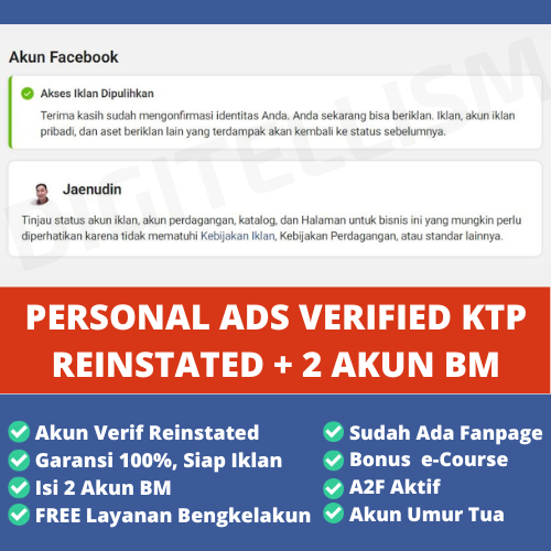Akun Iklanfb Personal Verified Reinstated + 2 Akun BM