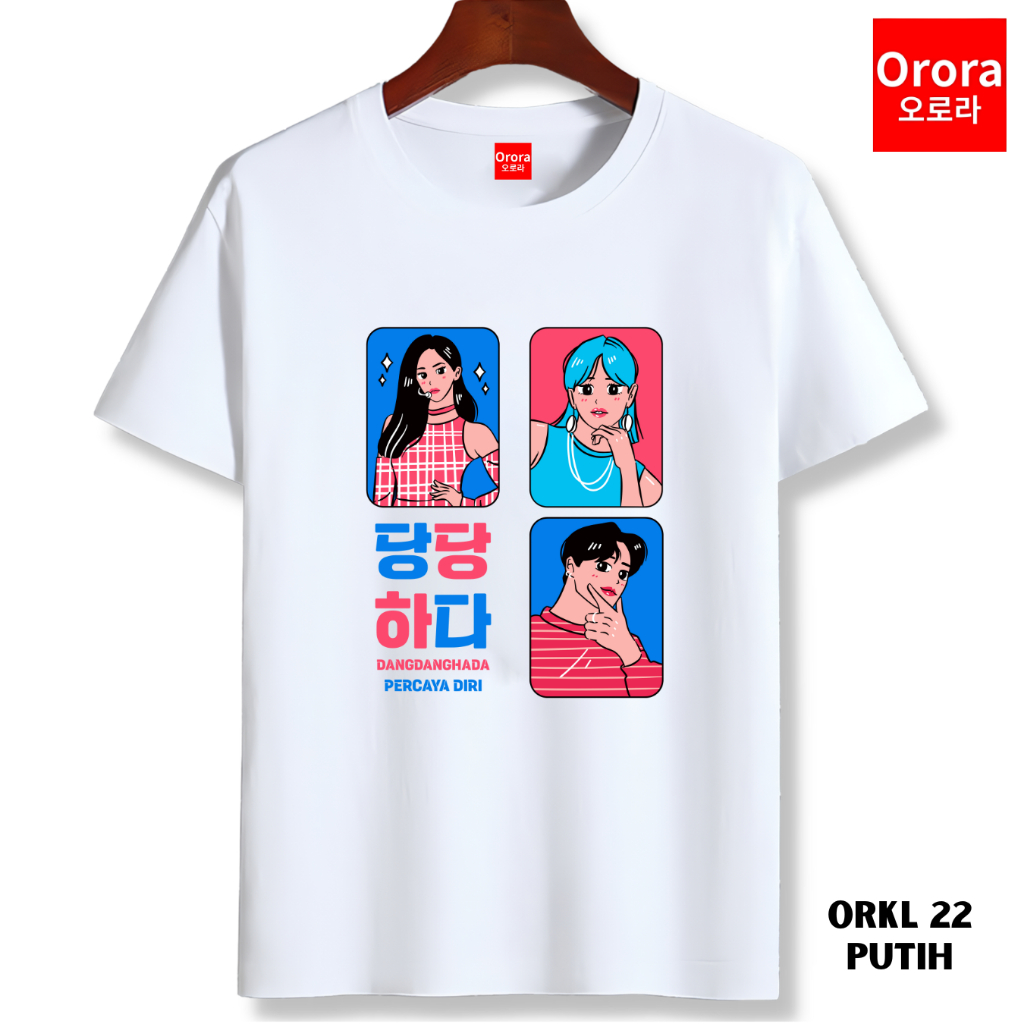 Orora Kaos Pria Korea Dangdanghada - Baju Atasan Sablon High Quality Pria Wanita Warna Hitam Putih Ukuran S M L XL XXL XXXL keren Original ORKL 22