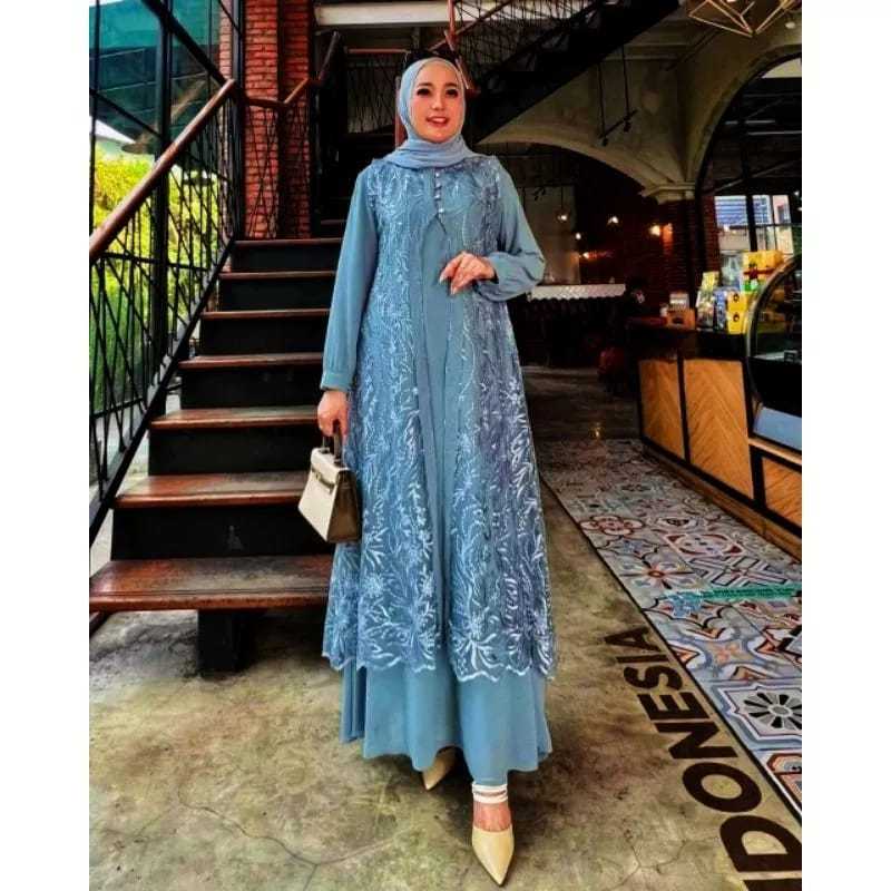 salsabila_cloting Model Gamis Terbaru lebaran 2025 Dhuhayu Maxy Gamis Brokat outer kondangan mewah