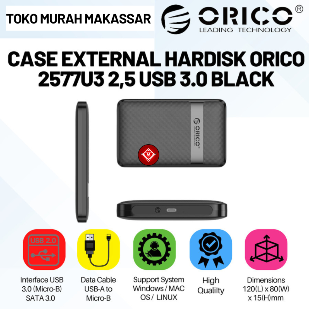 CASE EXTERNAL HARDISK ORICO 2,5 USB 3.0 BLACK / CASING HARDISK ORICO / COM35-SAN