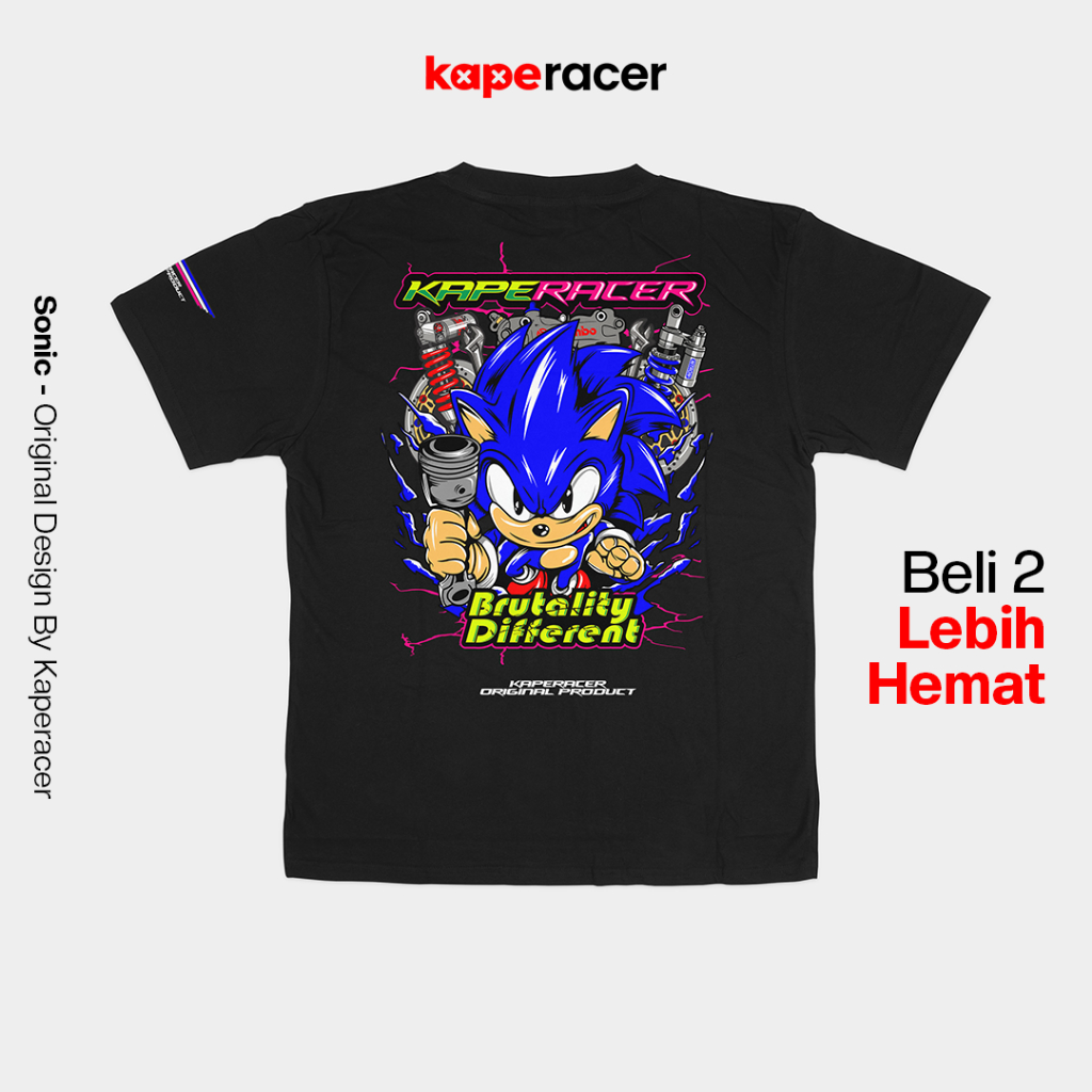 Kaperacer Sonic original kaos & baju racing premium 2 & 4 stroke hitam putih keren terbaru