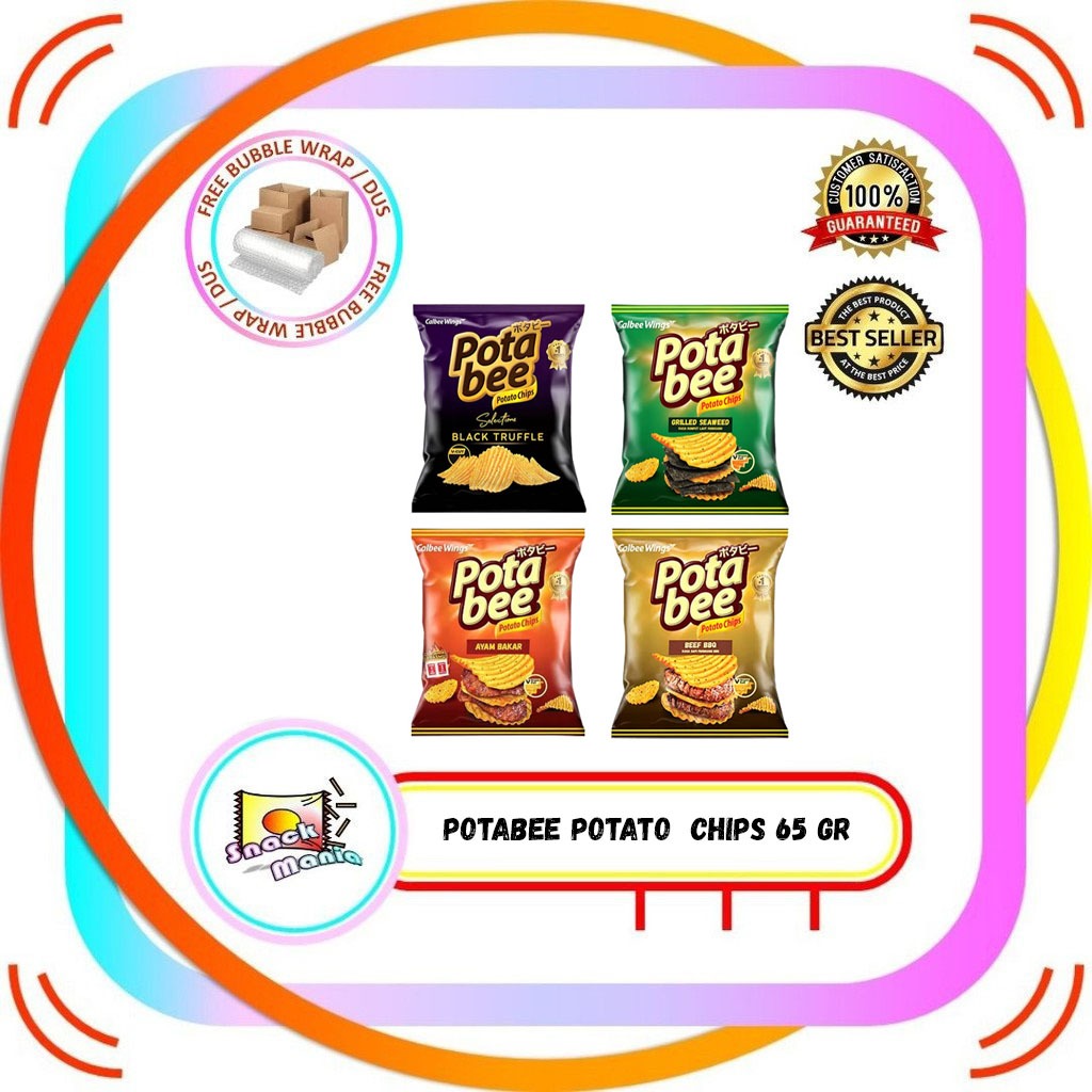 

Potabee Potato Chips Beef Chicken Seaweed Truffle Salted Egg ~ 65 gr