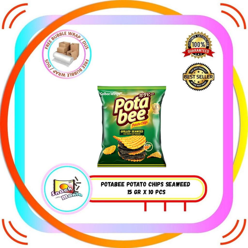 

Potabee Potato Chips SEAWEED 15 gr x 10 pcs Renceng Keripik Kentang