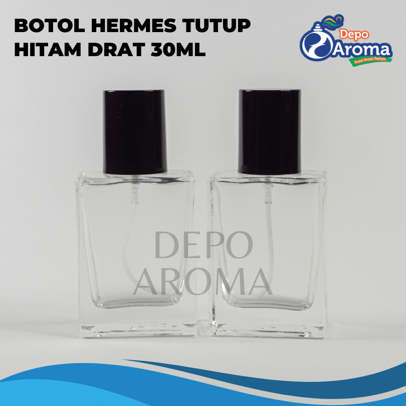 [BEST SELLER] Botol Parfum Kaca Kotak Drat Tutup Hitam 30ml