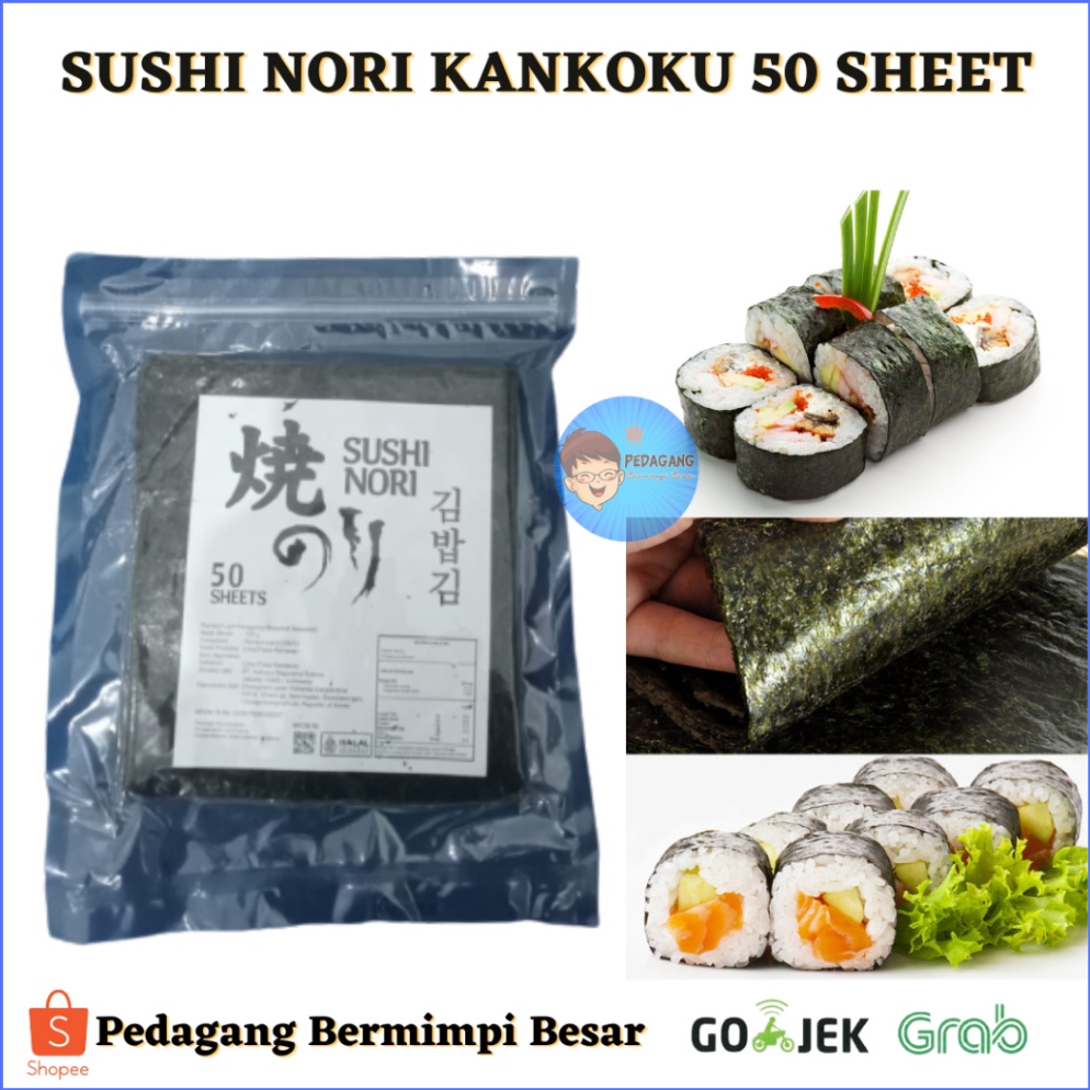 

[۞F8@] SUSHI NORI KANKOKU 50 SHEET/ Sushi Nori 50s Korea Halal/ Sushi Nori/ Rumput Laut Flash Sale