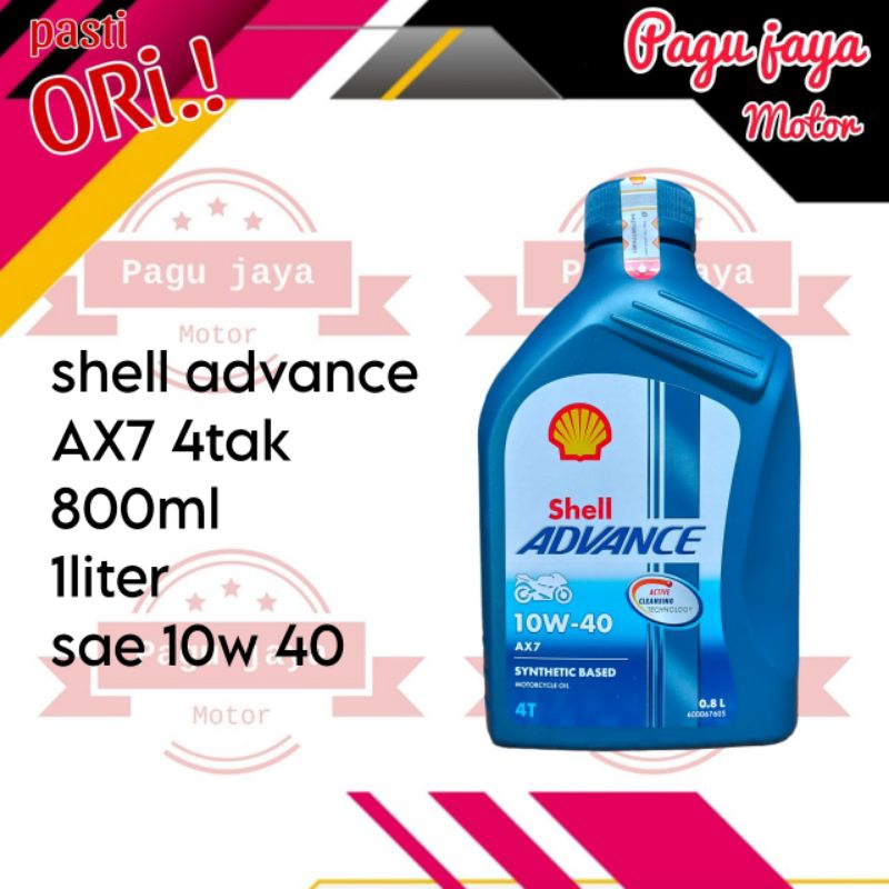 SHELL AX7 SAE 10W 40 1 LITER 4TAK OLI MESIN MOTOR 4 LANGKAH (ORIGINAL)