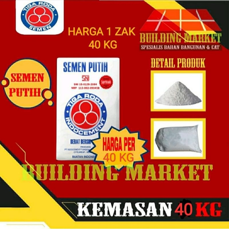 Semen Putih Tiga Roda Zak Semen Putih Instant 1 Sak 40 Kg