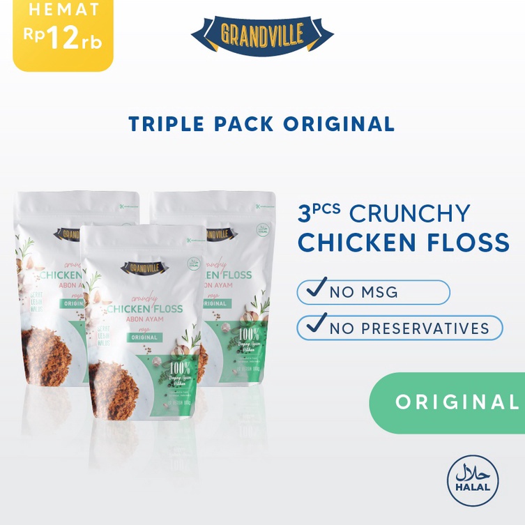 

[KODE 6DJJZ] Grandville Abon AYAM Crunchy Triple Pack Original
