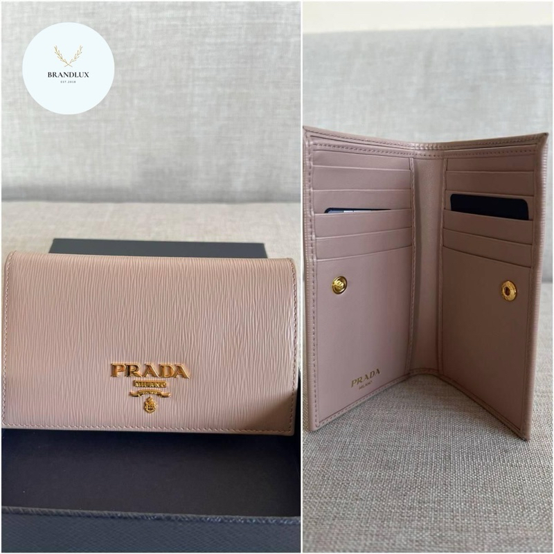 Prada medium bifold wallet nude saffiano