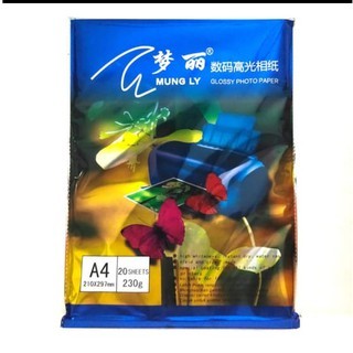 

Kertas Glossy Foto Mungly A4 230gr isi 20lbr