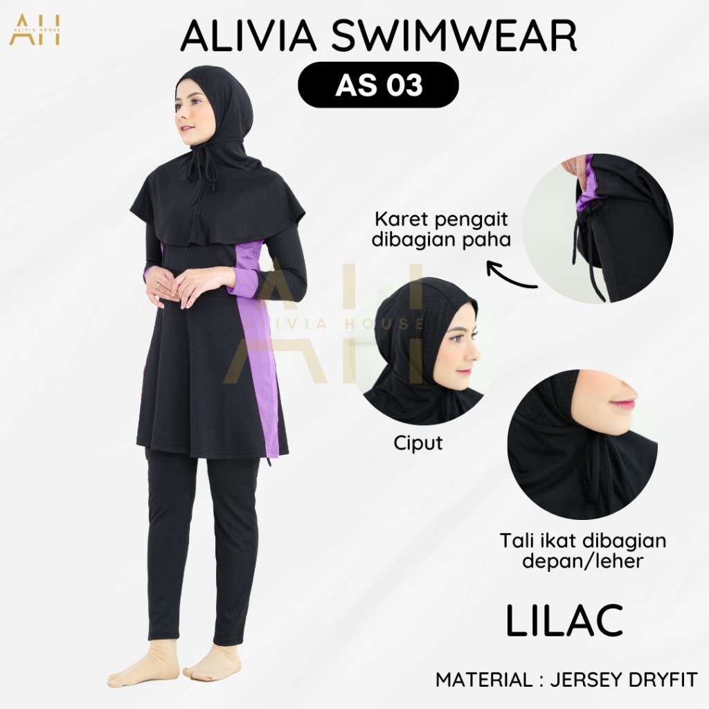 Alivia Swimwear AS03 - Baju renang muslimah dewasa wanita muslim perempuan remaja swimwear hijab Image 6