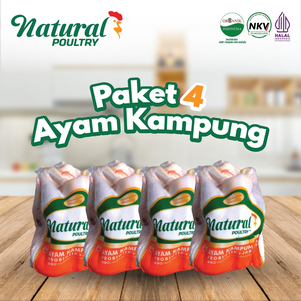 

Paket 4 Ayam Kampung Reguler (750-850 gram) - Natural Poultry