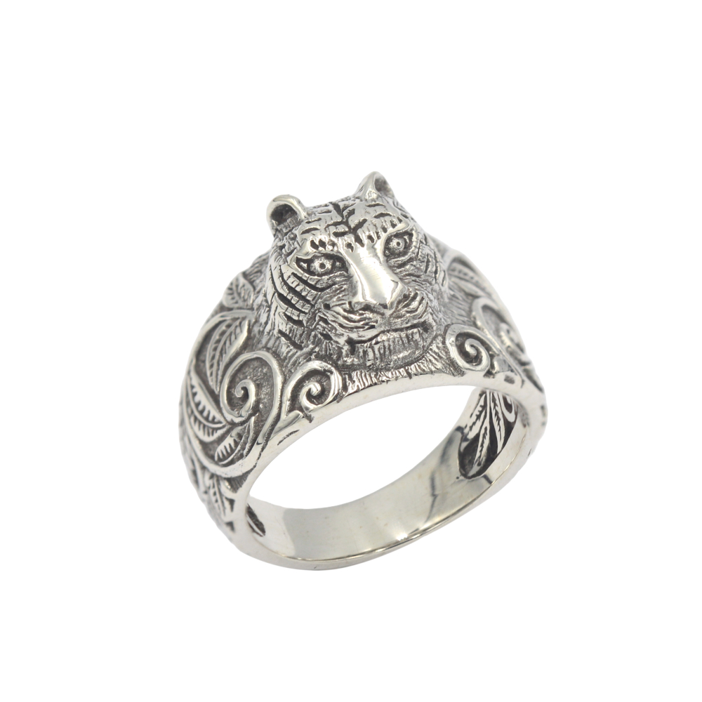 Cincin Perak Pria Motif Macan R509
