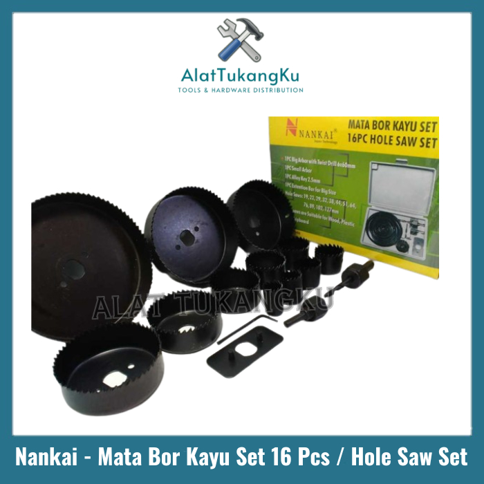 NANKAI HOLE SAW SET 16 PCS / MATA BOR KAYU SET NANKAI