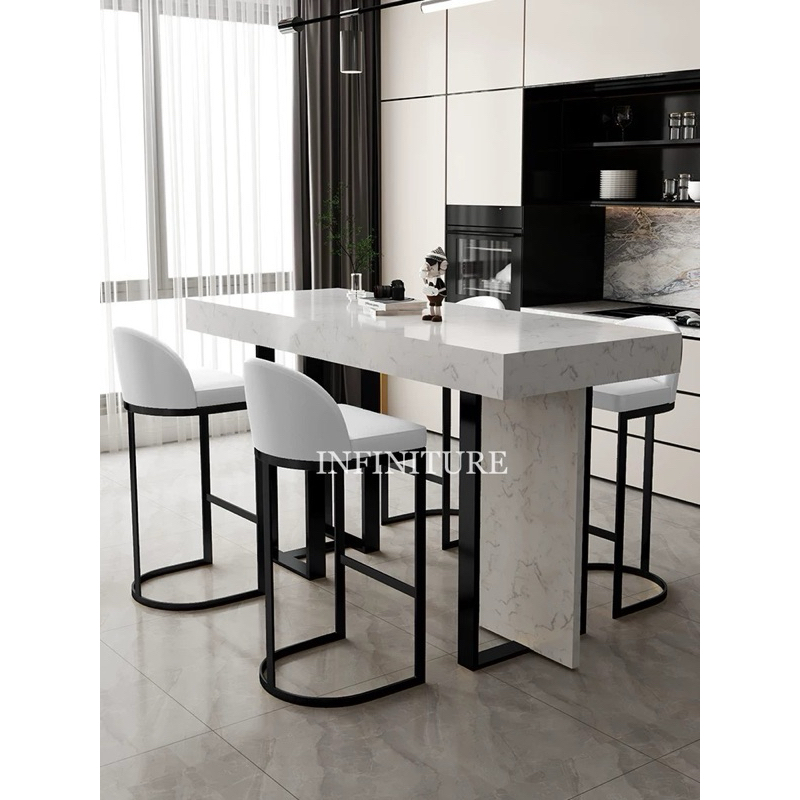 Meja Bar Minimalis Top Marmer - Mini Bar kaki besi