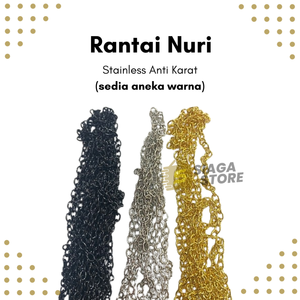 Rantai Nuri METERAN Premium Aneka Warna Stainless
