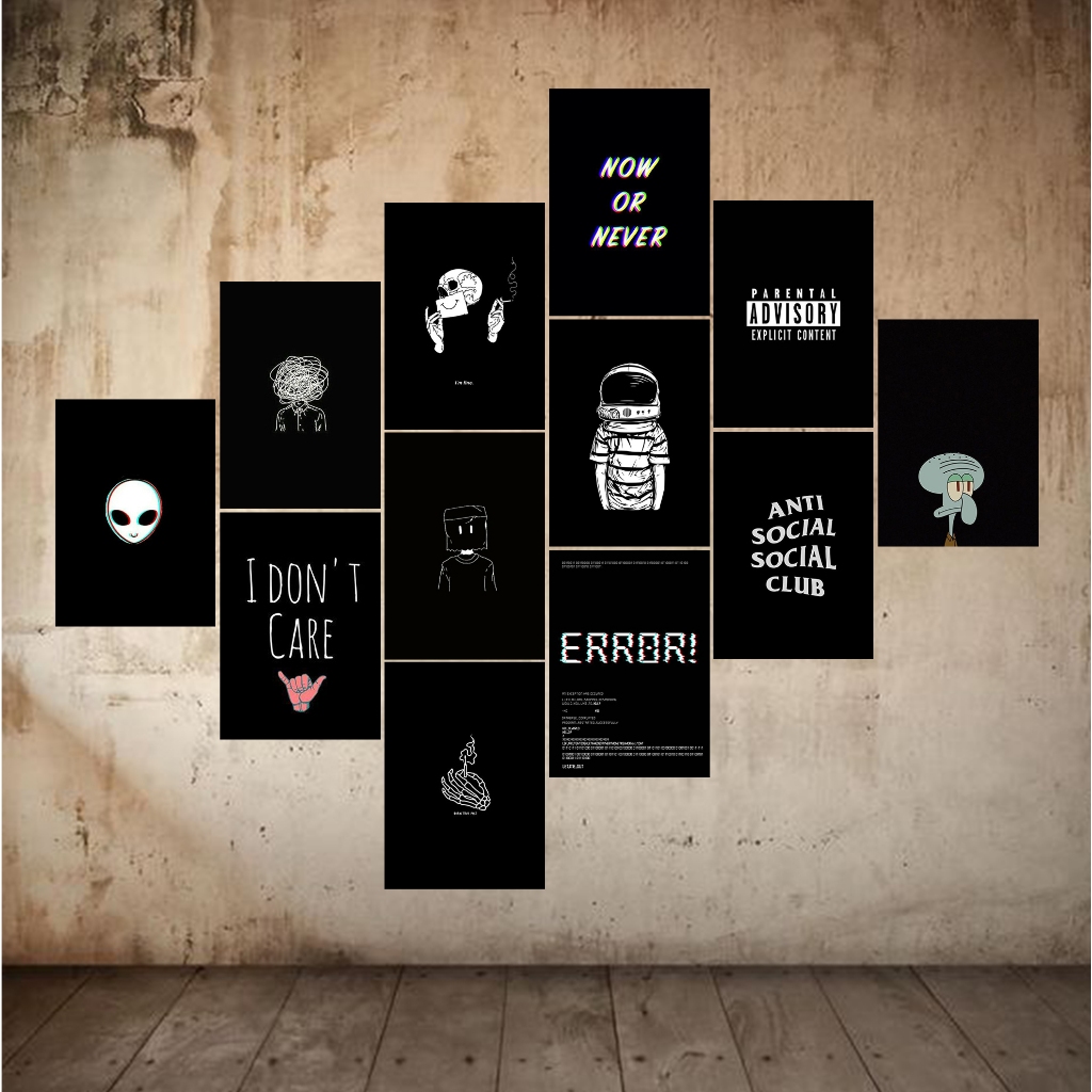 Poster Dinding Black Aesthetic (16PCS) Ukuran A4 A5 A6 | Isi 16 PCS Poster Aesthetic  [R18] Poster M