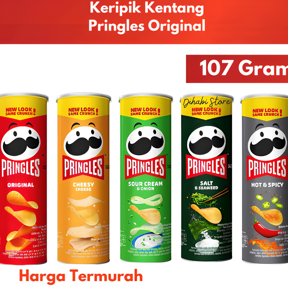 

Ready Pringles Potato Crisps 107 Gram Original , Cheesy Cheese , Sour Cream & Union , Salt & Seaweed ➥❇❋