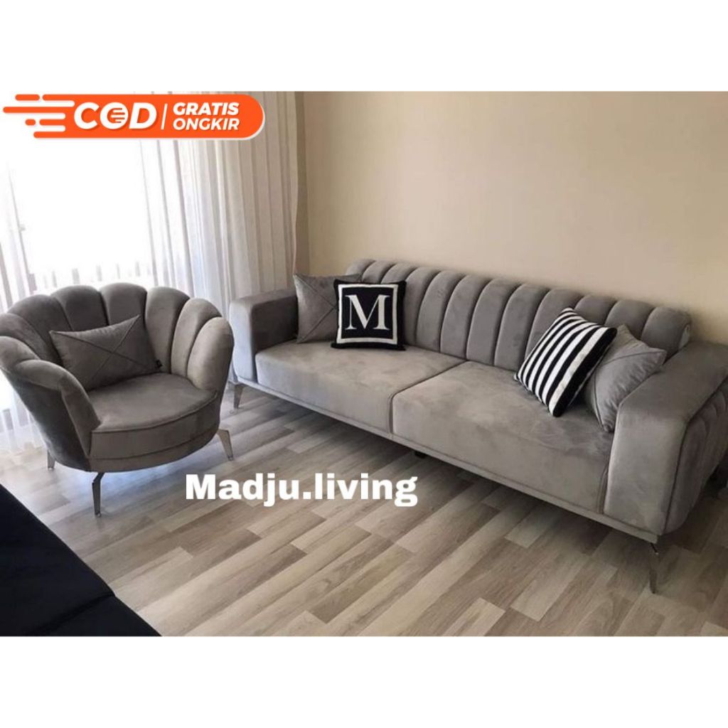 sofa tamu set / sofa kerang scandinavian / sofa bestseller /sofa