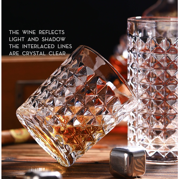 DIAMONDS Gelas Aesthetic / Gelas Murah / Gelas Whisky Crystal Old Fashion Rock Glass 300ml - DM303