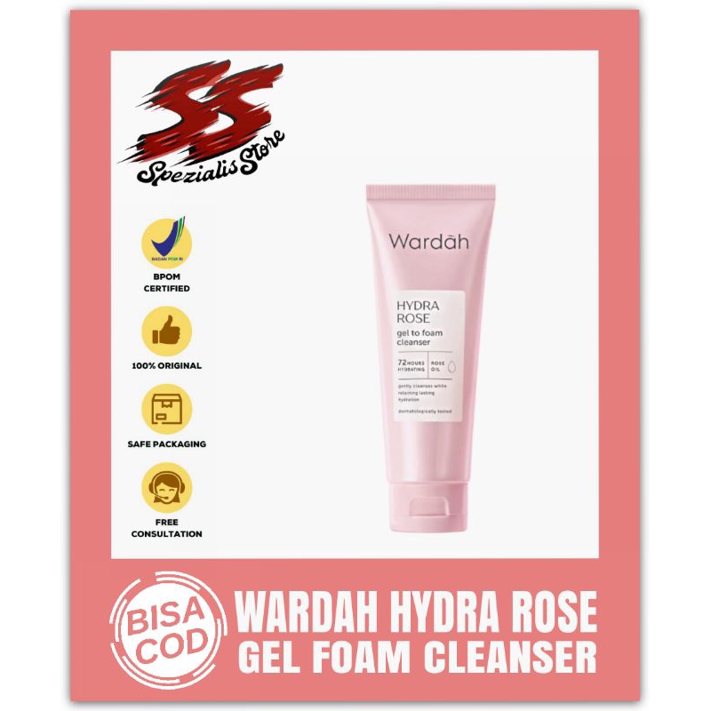 Wardah Hydra Rose Gel To Foam Cleanser 100ml | wardah hydra rose facial wash/cuci muka wardah/wardah